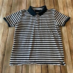 French Connection mens striped short sleeve polo shirt | size Extra Large